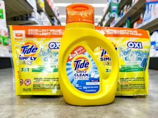 tide simply detergent on floor