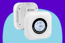 Daffypop Plug-in Carbon Monoxide & Natural Gas Leak Detector on a blue background.