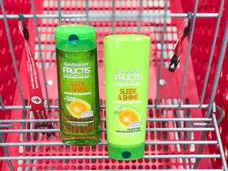 garnier fructis shampoo and conditioner in a target cart