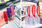 maybelline lipstick and colgate toothpaste collage