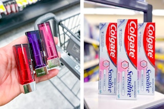 maybelline lipstick and colgate toothpaste collage