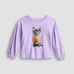 Kids Halloween Ruffle Cuff Long Sleeve Tee