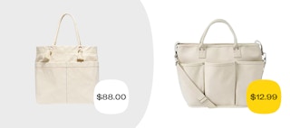 crane tote bag vs aldi dupe graphic