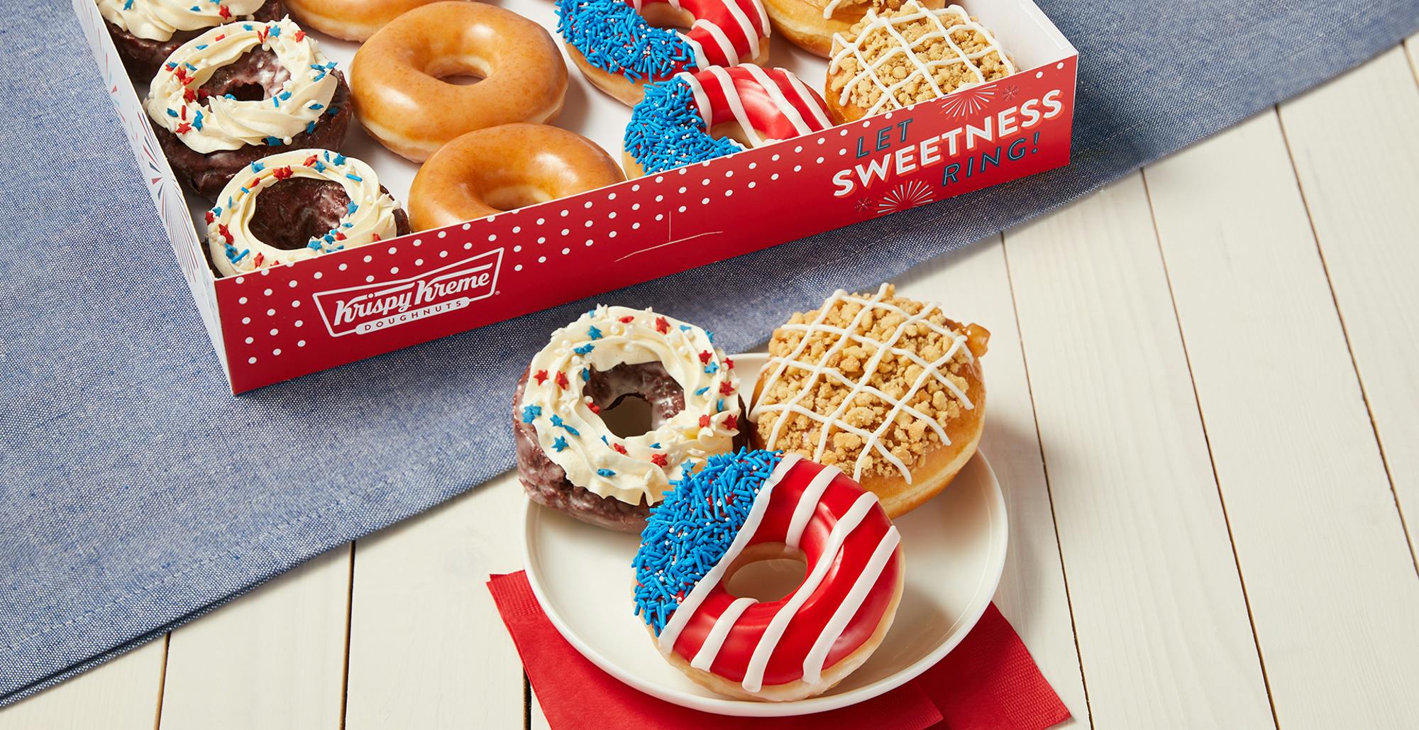 Krispy Kreme Fourth Of July Donuts Free Krispy Kreme Donut On July 4th The Krazy Coupon Lady