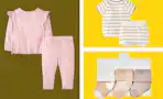 baby clothes in a yellow collage