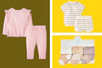 baby clothes in a yellow collage
