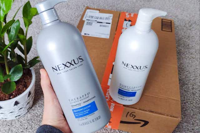 Get 2 Nexxus Shampoo and Conditioner Sets for $48.43 on Amazon card image