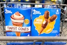 Two boxes of Blue Bunny Ice Cream Cones in Walmart shopping cart