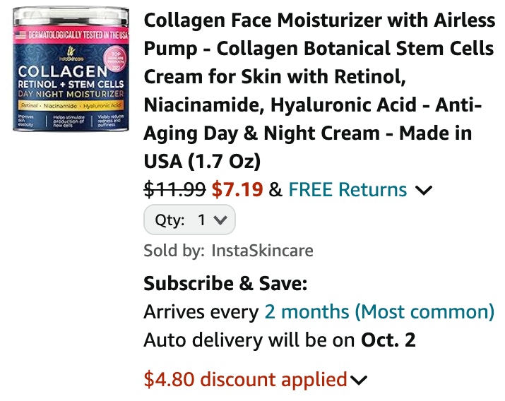 Collagen and Retinol Moisturizer