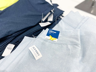 cloud+ leggings in store on a shelf at old navy