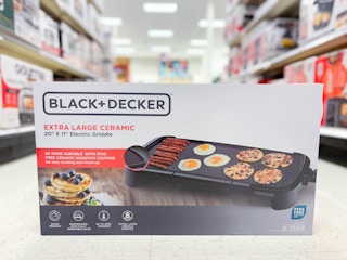 black+decker family size griddle sitting in a target kitchen aisle