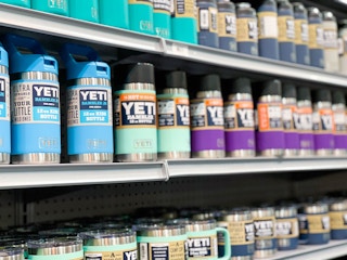 yeti tumbler on shelves