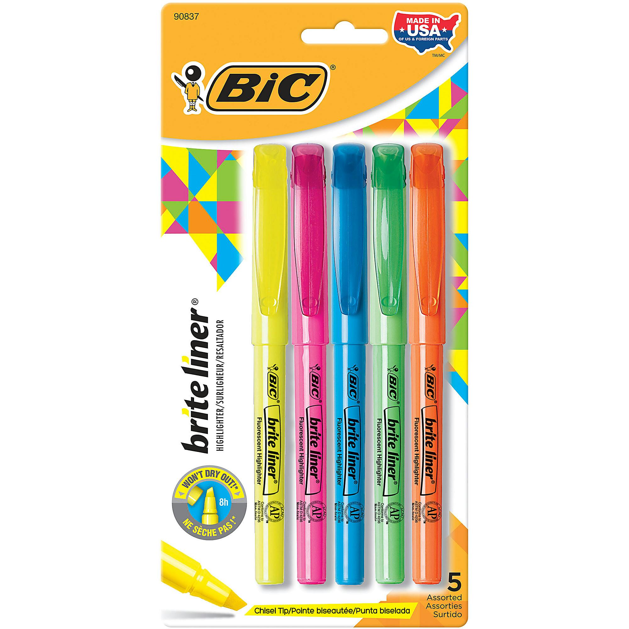 BIC Brite Liner Highlighters 5-Pack
