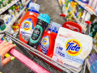 tide and downy products in a cvs shopping cart