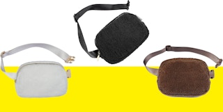 Lululemon dupe bags on a white and yellow background