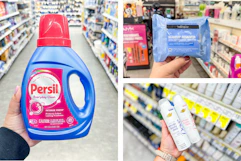 collage with persil detergent, dove spray deodorant, and neutrogena wipes