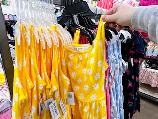 girls dresses on hangers at old navy