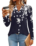 Women's Long Sleeve Henley Blouse