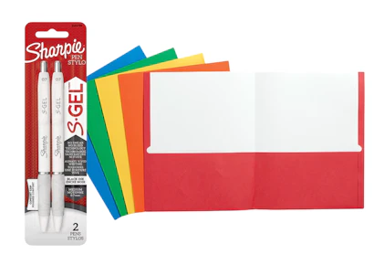 Sharpie S-Gel Pens + Staples Folder