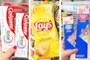 collage with colgate, lays, and walgreens food bags