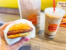 burger king breakfast free sausage biscuit large vanilla iced coffee
