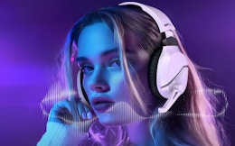 a person wearing a gaming headset 