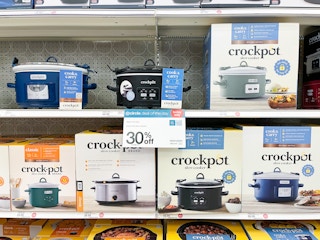 crock-pot slow cookers sitting on a target shelf