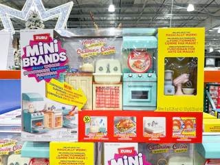 mini brands kitchen playset display in stores