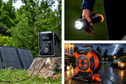 Storm essentials from QVC: flashlight, solar panels and cord