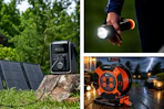 Storm essentials from QVC: flashlight, solar panels and cord