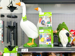 mainstays porch goose and outfits on walmart shelf