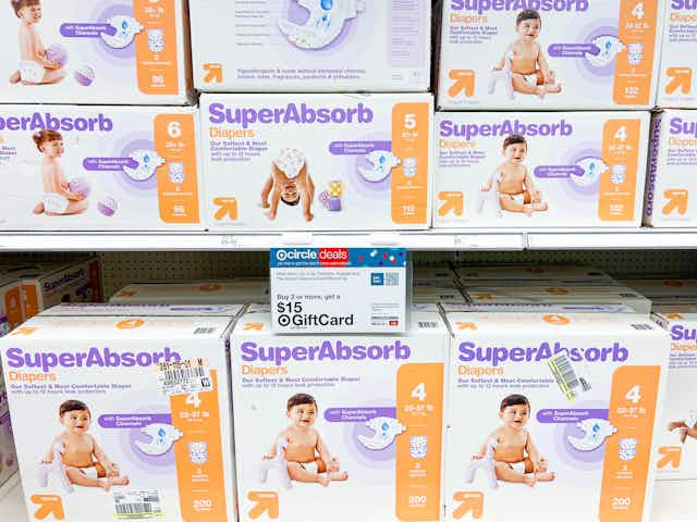 Buy 2 Up & Up Diaper Boxes at Target, Get a $15 Gift Card card image