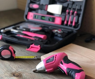 a pink hand tool kit