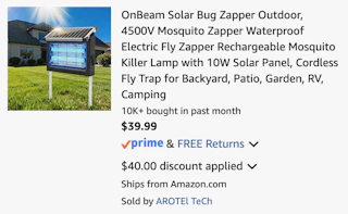 Amazon solar bug zapper 2026 2