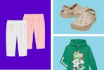 Wonder Nation baby pants, Crocs clogs, and Minecraft sweatshirt