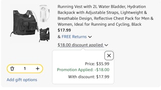 weighted vest Amazon receipt
