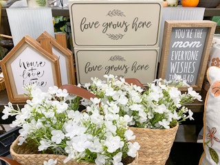 farmhouse decor display in store