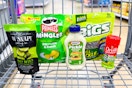 oh snap!, pringles mingles, kraft pickle mayo, bigs, orville redenbacher items in a shopping cart