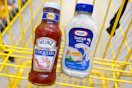 heinz cocktail sauce and kraft tartar sauce in yellow shopping cart