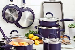 Lifestyle image of Rachael Ray Cookware Set in kitchen setting