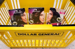 Schwarzkopf har dye boxes in Dollar General basket