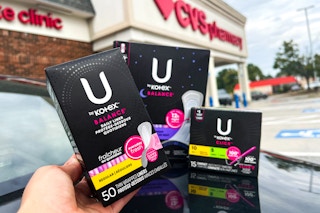 u by kotex products in front of a cvs store
