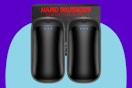 Lerat 2 Pack Hand Warmers Rechargeable on a blue background.