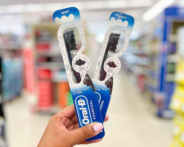 Oral-B Charcoal Toothbrush 2-Pack, Now $3.24 on Amazon card image