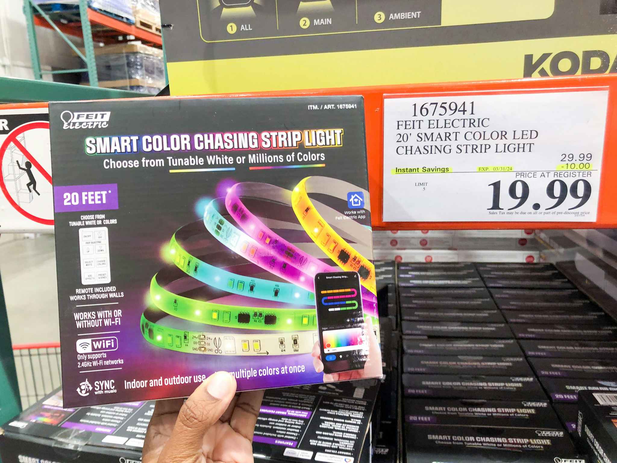 costco feit electric 20 ft smart color chasing strip light 1