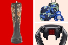 Mens' boots, neck massager & kids luggage set