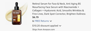 retinol serum Amazon receipt