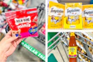 dollar tree milk-bone, temptations, louisiana hot sauce 3-photo collage
