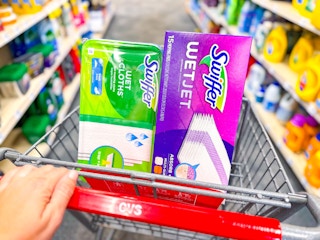 swiffer refills in a cart