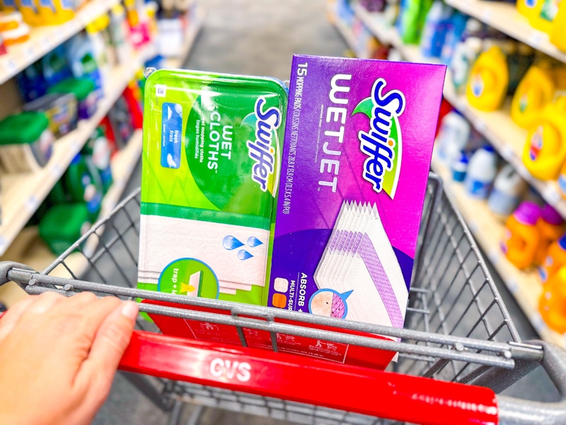 swiffer refills in a cart